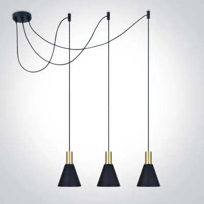 63122B/BBS BRUSHED BRASS BLACK SHADE 10W 3xE27