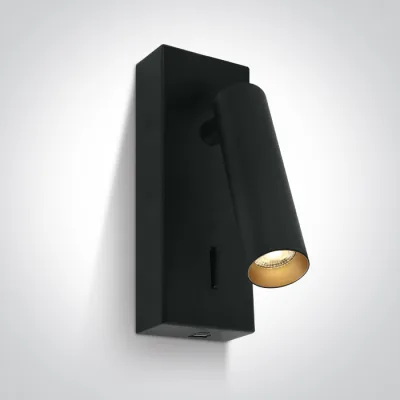 65746A/B/W BLACK SPOT 3W WW IP20 230V USB 2A + TYPE C