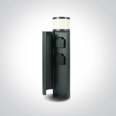 67494A/AN/W ANTHRACITE LED BOLLARD 49cm 3W WW IP44 230V 2x SCHUKO sockets Max 1000W each