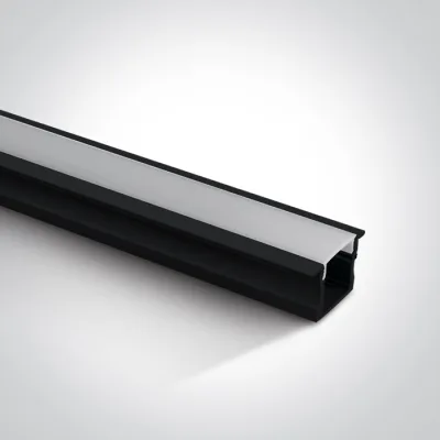 7904R/B BLACK RECESSED PROFILE 2m + PC opal diffuser