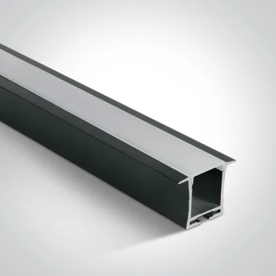 7912R/B BLACK RECESSED PROFILE 2m + PC OPAL DIFFUSER